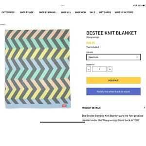 NWOT Weegoamigo Bestee Spectrum Multicolor Geometric Knit Baby Crib Blanket